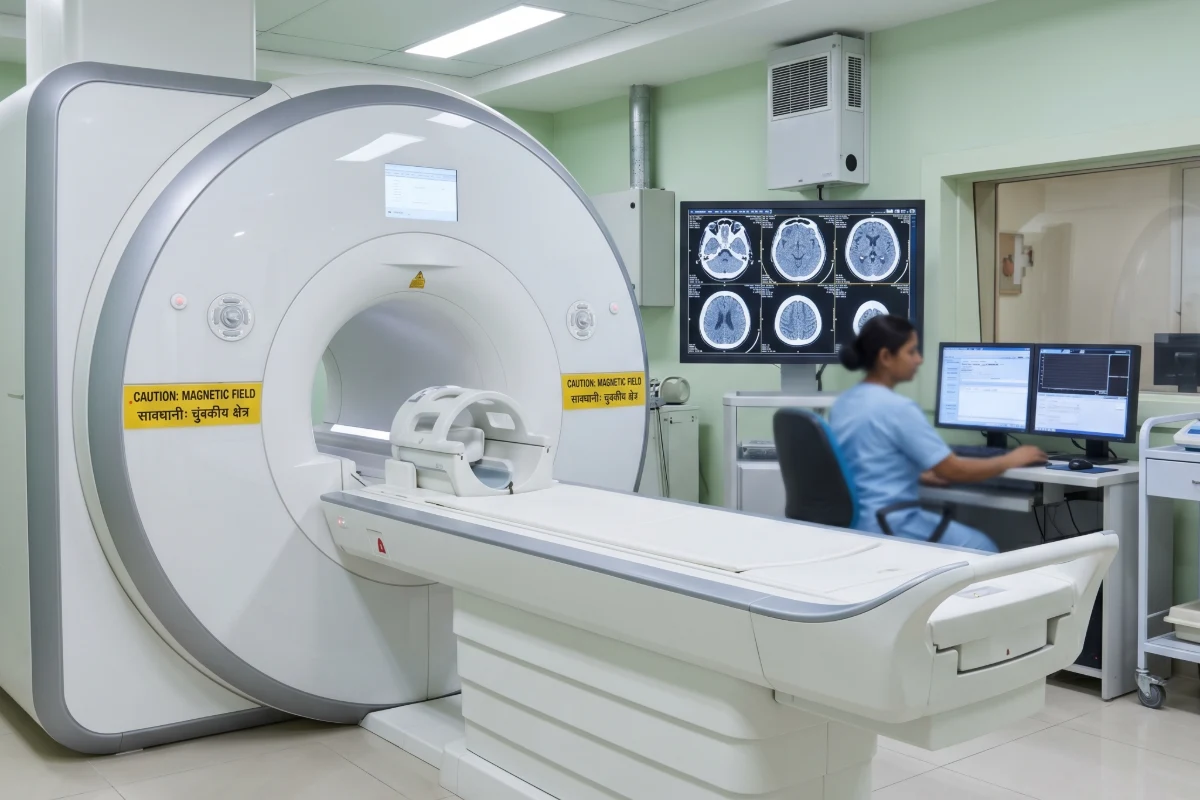 Patient undergoing a comfortable MRI spine procedure at Seawoods diagnostic center
